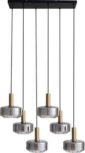 Lindby lampada a sospensione Hildur, 6 luci, Ø 22 cm, grigio fumo, vetro
