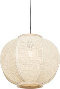 QAZQA - Lampada a sospensione orientale I lampada a sospensione in tessuto naturale 48 cm - Rob I soggiorno I camera da letto - tessuto rotondo - LED adatto E27