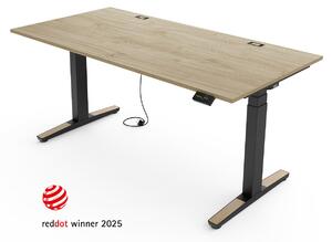 Scrivania regolabile in altezza Yaasa Desk Expert, elettrica, 140 x 80 cm, rovere chiaro/nero – Stabilità di prima qualità, sistema di sollevamento automatico e passacavo