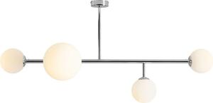 Lampada da soffitto in metallo vetro E14 cromo bianco 3 luci globo moderno