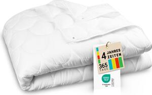 Piumino 4 stagioni, 220x240 cm, con bottoni a pressione, poliestere, bianco
