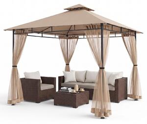 Sekey Gazebo da giardino 3×3 m, impermeabile, con doppio tetto, tenda da giardino con zanzariera, protezione UV50+, tenda per feste, tendone
