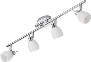 Faretto da soffitto a LED *ISLA* a 4 luci con paralume in vetro in look cromato, spot da soffitto incl. 3,5 Watt G9