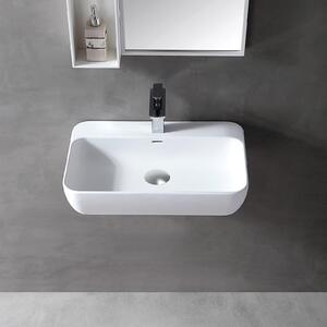 Lavabo a parete Lavabo da appoggio TWG201 - Fusione minerale - Bianco opaco - 60 x 40 x 14 cm