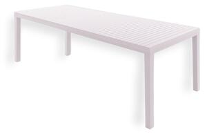 Tavolo in resina da esterno giardino estensibile allungabile effetto doghe bianco Indo