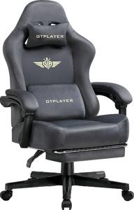 GTPLAYER sedia da gioco Poltrona da gioco ergonomica Sedia da scrivania Sedia da ufficio con superficie in tessuto Cuscino di seduta a molla, braccioli di collegamento, con poggiapiedi