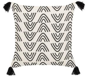 Cuscino decorativo cotone bianco e nero 45 x 45 cm motivo geometrico stampa laminata stile boho accessori Beliani