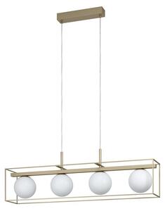 Lampadario Industrial Vallaspra 4 Luci Acciaio Ottone