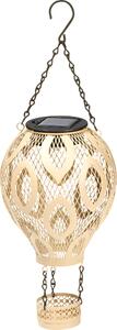 Lampada decorativa a LED a forma di mongolfiera in metallo con illuminazione solare e gioco di ombre, stile orientale, color beige