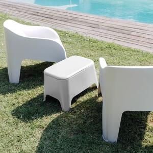Tavolino basso contenitore porta bibite in resina da esterno 59x39x36h cm Toomax Petra - Bianco