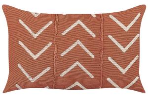Cuscino decorativo cotone arancione 35 x 55 cm motivo geometrico stile boho accessori Beliani
