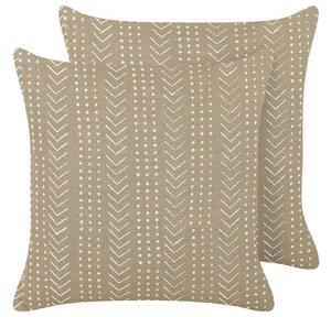Set di 2 cuscini decorativi cotone grigio 45 x 45 cm motivo geometrico stampa laminata accessori stile boho Beliani