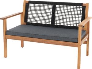 Panchina da giardino Teracina di volio - nera, 120 cm, in legno di acacia, resistente alle intemperie e confortevole, per giardino, balcone e terrazza