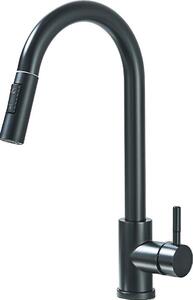 Rubinetto da cucina, funzione spray estraibile, comando monocomando, nero opaco