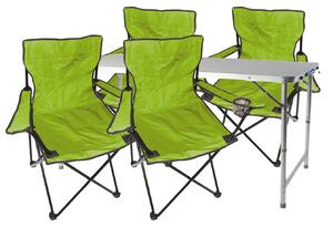 Set da campeggio composto da 5 elementi: tavolo verde "Lime" con altezza regolabile e sedie