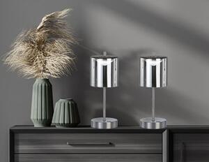 Set di 2 lampade da tavolo ricaricabili senza fili dimmerabili - argento / vetro fumé, altezza 34,5 cm