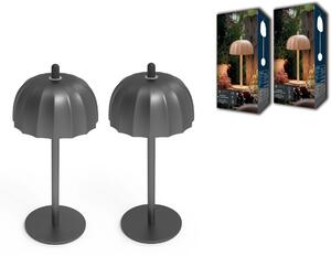 Lampada da tavolo Northpoint LED Umbrella, ricaricabile, dimmerabile, con comando touch, per interni ed esterni, IP44, luce bianca calda, set da 2, nera