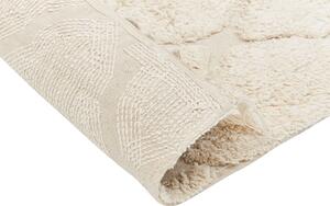 Tappeto in cotone beige 140 x 200 cm minimalista trapuntato a pelo lungo motivo geometrico soggiorno camera da letto Beliani
