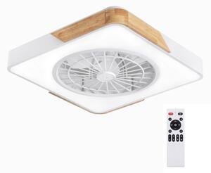 Brilagi - Lampada dimmerabile a LED con ventilatore, 38 W, 230 V, 50 cm, bianco/rovere + telecomando