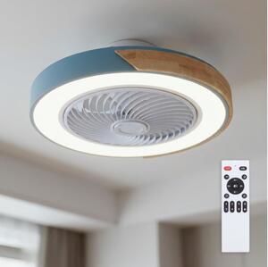 Brilagi - Lampada LED dimmerabile con ventilatore LED/38W/230V 50 cm blu/rovere + telecomando