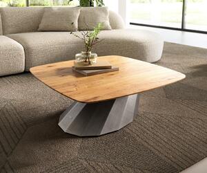 DELIFE Tavolino Edge Boot 90x90 cm rovere naturale bordo svizzero Parabi argento metallizzato