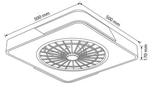Brilagi - Lampada dimmerabile a LED con ventilatore, 38 W, 230 V, 50 cm, bianco/rovere + telecomando