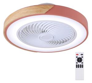 Brilagi - Lampada LED dimmerabile con ventilatore LED/38W/230V 50 cm rosa/rovere +telecomando