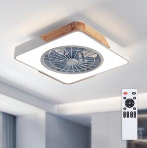 Brilagi - Lampada dimmerabile a LED con ventilatore, 38 W, 230 V, 50 cm, bianco/rovere + telecomando