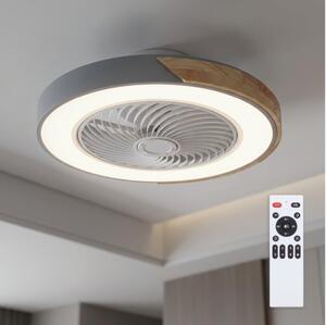 Brilagi - Plafoniera dimmerabile a LED con ventilatore, 38W/230V, 50 cm, grigio/rovere + telecomando