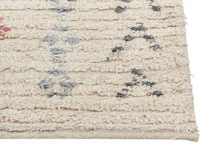 Tappeto in cotone beige 140 x 200 cm minimalista fatto a mano motivo geometrico soggiorno camera da letto Beliani