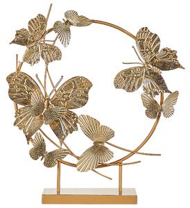 Statuetta decorativa Statua in ferro dorato da 48 cm con farfalle su supporto scultura ornamentale Decor Accessori Beliani