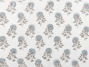 Cuscino decorativo cotone bianco e blu 45 x 45 cm motivo floreale con frange fatto a mano fodera rimovibile con imbottitura stile boho Beliani