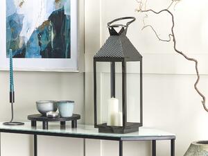 Lanterna in metallo nero e vetro temperato 54 cm stile moderno minimalista Beliani