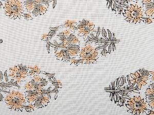 Cuscino decorativo cotone bianco e arancione 45 x 45 cm motivo floreale nappe fatto a mano rivestimento sfoderabile con imbottitura boho style Beliani