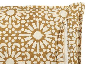 Cuscino decorativo cotone beige 45 x 45 cm motivo geometrico fatto a mano rivestimento sfoderabile con imbottitura boho style Beliani