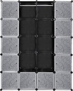 Aopunly 20 scatole sistema di scaffalatura fai da te armadio guardaroba scaffale 142x37x180cm bianco e nero