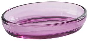 Set di accessori da bagno in 4 pezzi Dispenser di sapone in vetro viola Glam Portasapone Portaspazzolino Tazza Beliani