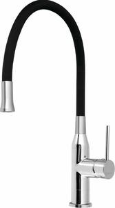 Sapho Baterie - Miscelatore per lavello Sili con braccio flessibile, nero/cromo SR426