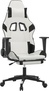Sedia da gaming vidaXL con funzione massaggio e poggiapiedi, in Pelle finta bianca e nera