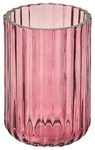 Set di accessori da bagno in 4 pezzi Dispenser di sapone in vetro rosa Glam Portasapone Portaspazzolino Tazza Beliani