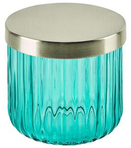 Set di accessori da bagno in 4 pezzi Dispenser di sapone in vetro blu Glam Portasapone Portaspazzolino Tazza Beliani