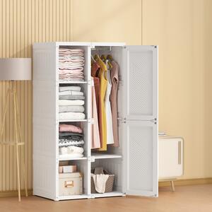 Armadio CDGlobal, armadio 69 x 136 x 50 cm (L x A x P), facile da montare, armadio multiuso pieghevole con ante magnetiche, armadio per soggiorno camera da letto bianco