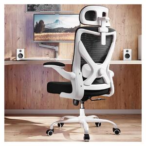 Sedia da scrivania ergonomica - Sedia da gaming - Bianco e nero - 150 kg - Schienale a S - Per persone da 1,65 a 1,88 m