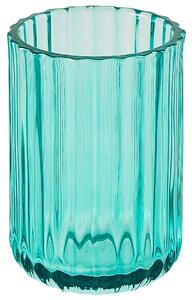Set di accessori da bagno in 4 pezzi Dispenser di sapone in vetro blu Glam Portasapone Portaspazzolino Tazza Beliani