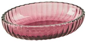 Set di accessori da bagno in 4 pezzi Dispenser di sapone in vetro rosa Glam Portasapone Portaspazzolino Tazza Beliani