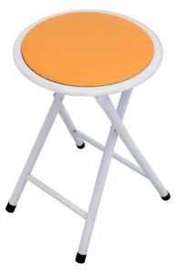 Sgabello pieghevole da viaggio con struttura in acciaio e seduta in PVC imbottita Ø30 cm Skinny - Orange
