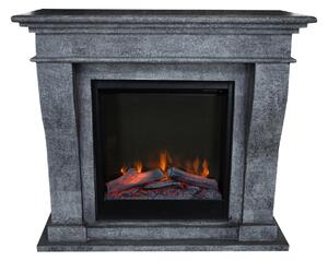 Caminetto elettrico Xaralyn - Kreta ELE-SBU - pietra naturale nera - 1500 Watt di riscaldamento - con telecomando - caminetto da incasso incluso - caminetto decorativo