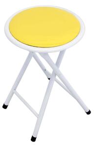 Sgabello pieghevole da viaggio con struttura in acciaio e seduta in PVC imbottita Ø30 cm Skinny - Yellow