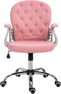 Sedia da ufficio ergonomica Vinsetto, sedia direzionale, schienale imbottito, rosa, PU, 59,5 x 60,5 95-105 cm