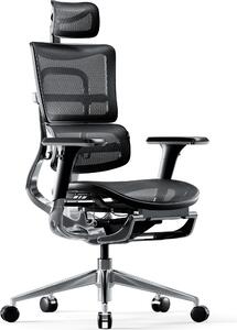 Diablo V-Master Sedia ergonomica per ufficio Sedia direzionale Poggiapiedi Bracciolo 3D Supporto lombare Poggiatesta regolabile e sedile in rete Nero